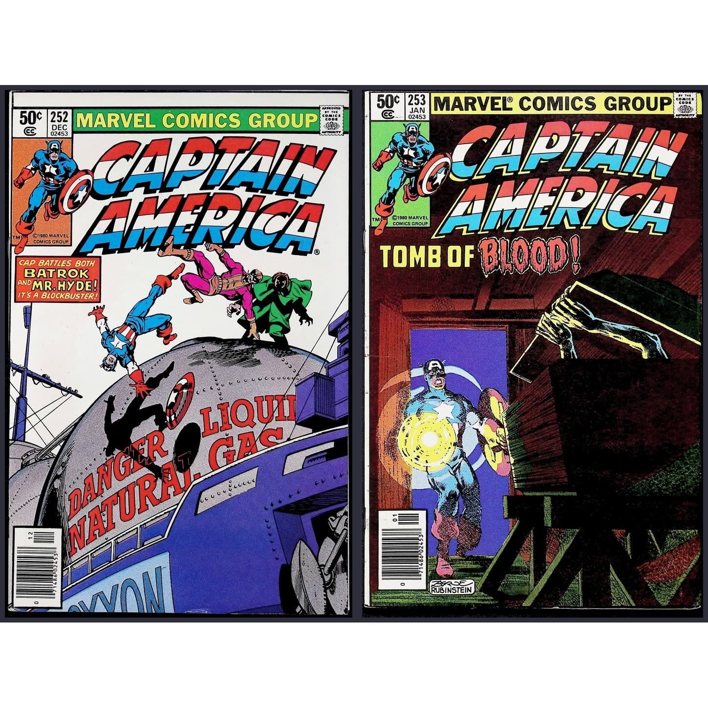 Captain America 2X Comic Lot #252 253 Newsstand Joseph Chapman Kenneth Crichton