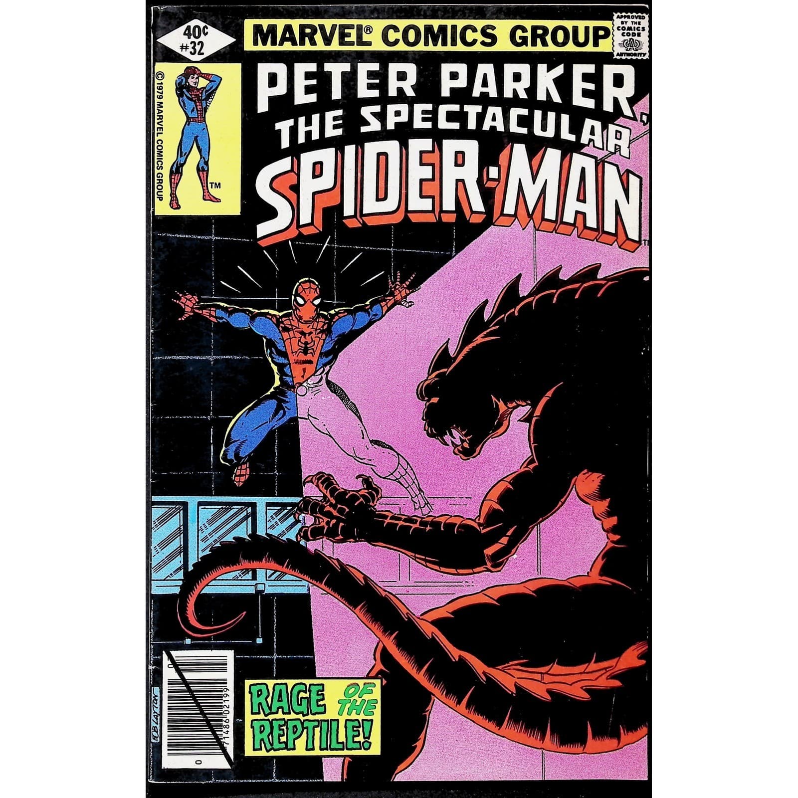 Spectacular Spider-Man #32 Newsstand 1st Iguana Marvel comic book 1979