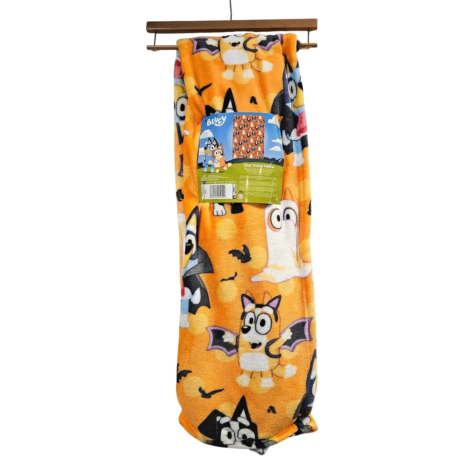 Bluey Cartoon Halloween Plush Throw Blanket 50x70 Orange Kids Blanket Bingo
