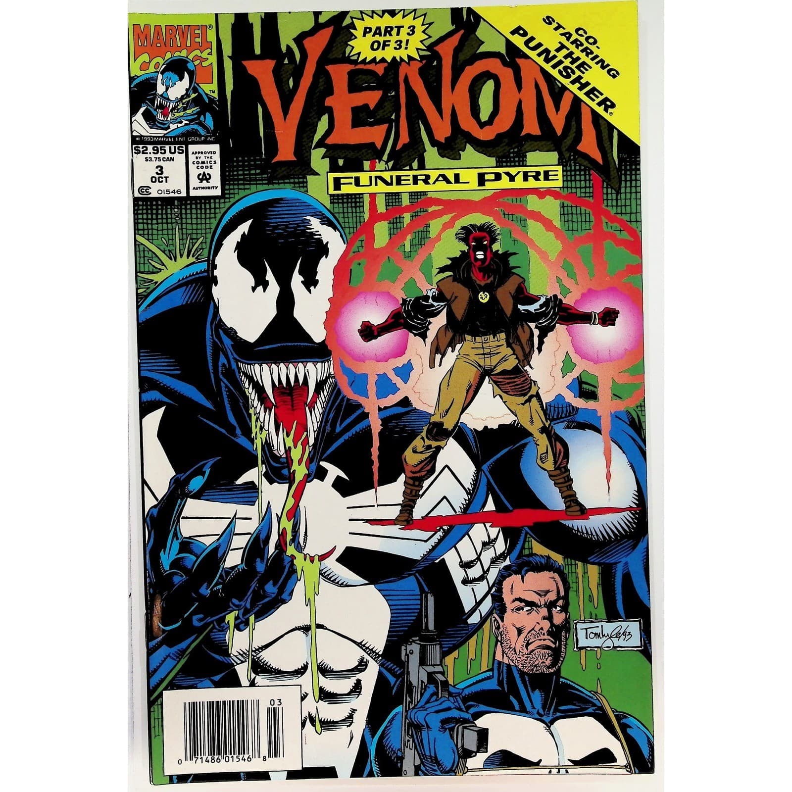 Venom Funeral Pyre #3 Newsstand Punisher Appearance Marvel Comics 1993 NM-