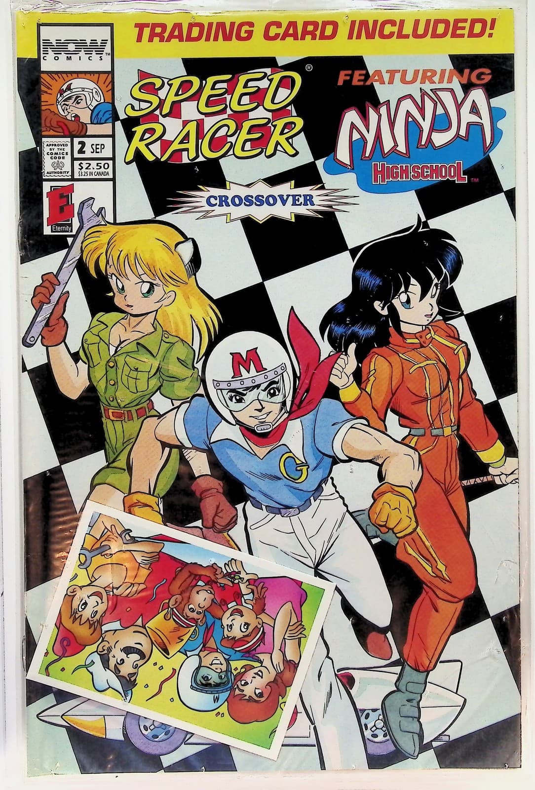 Speed Racer #2 Ninja High School Crossover NOW Comics 1993 w/ Trading Card