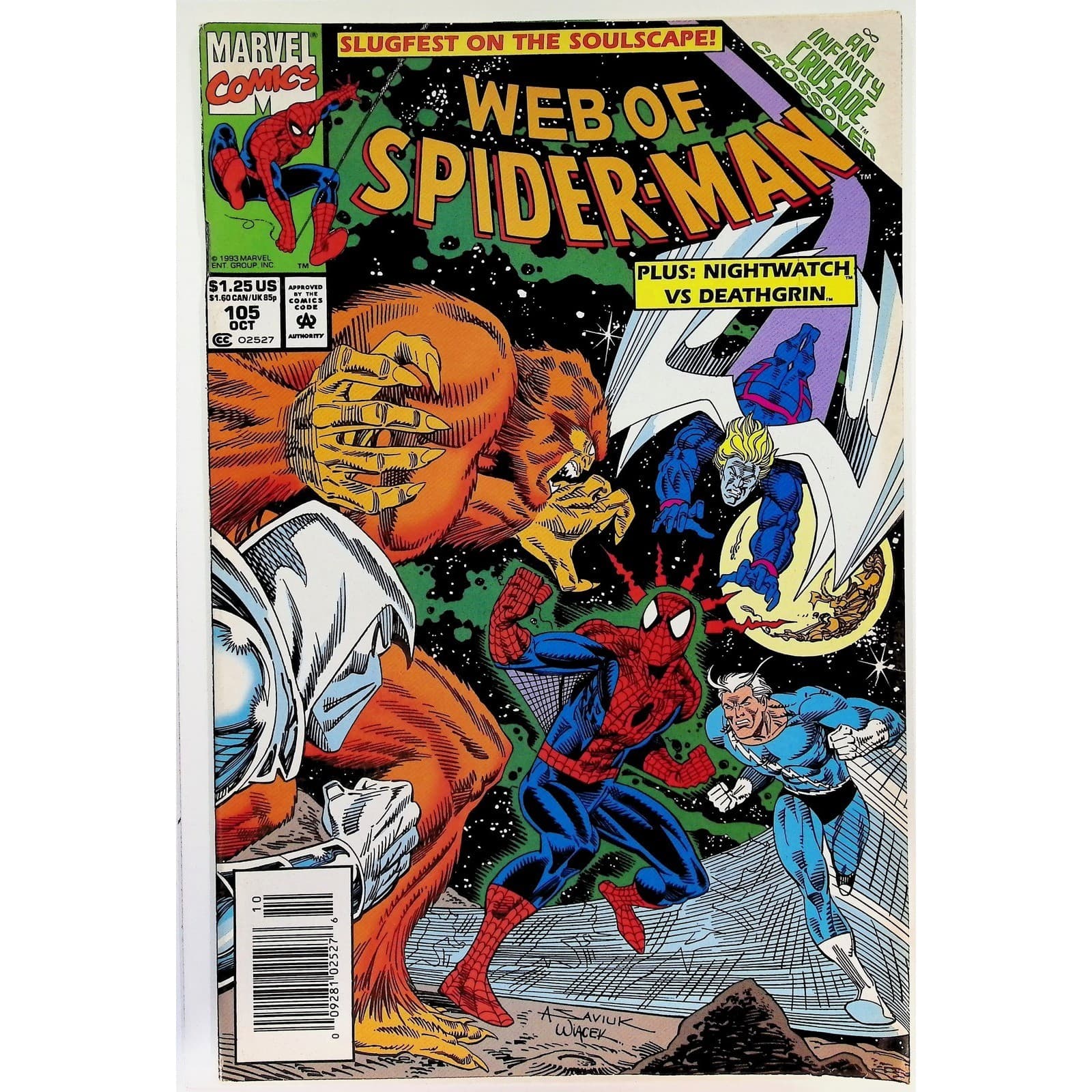 Web of Spider-Man #105 Newsstand Infinity Crusade Spider-Man Nightwatch 1993