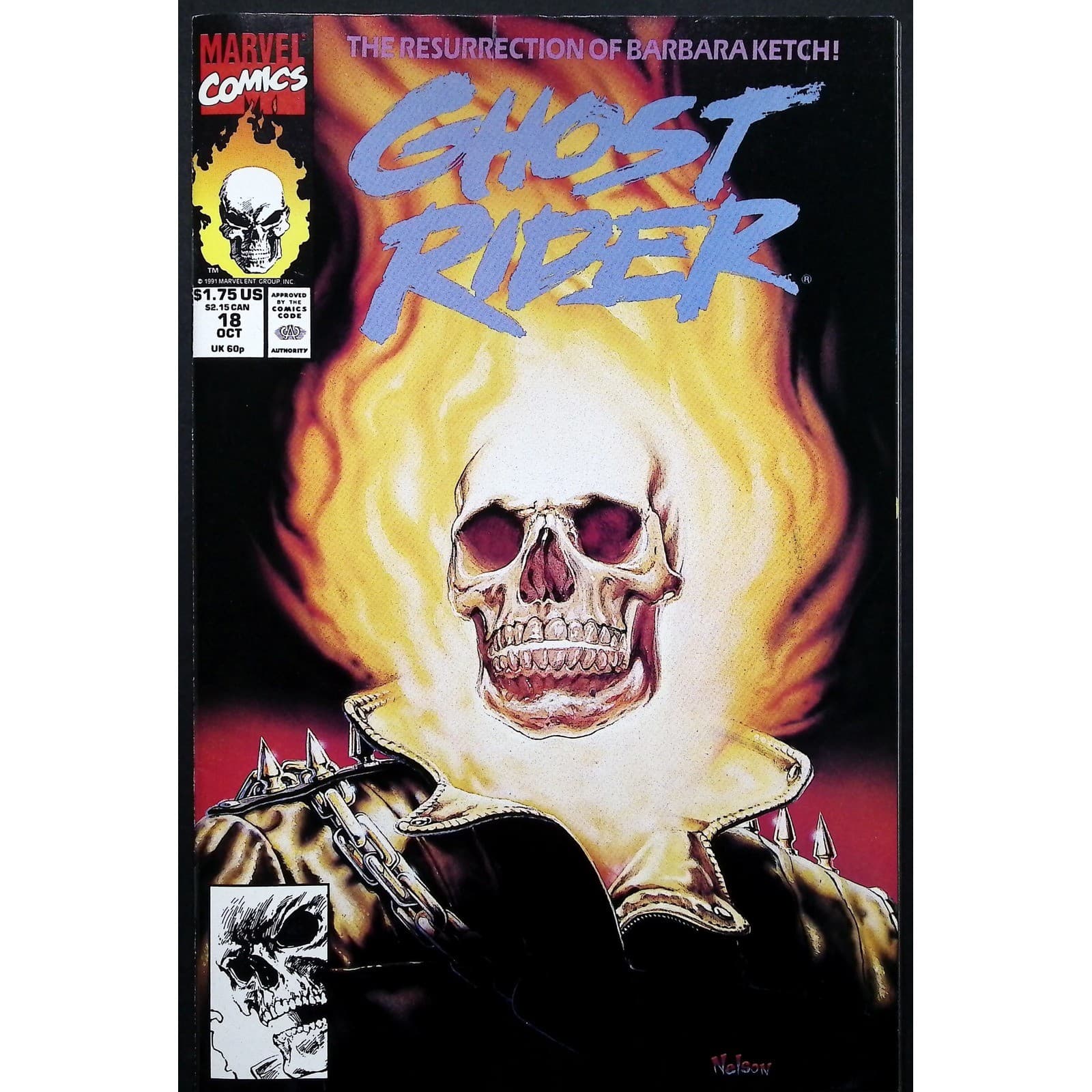 Marvel Comic Book Ghost Rider #18 1991 The Resurrection of Barbara Ketch VF+