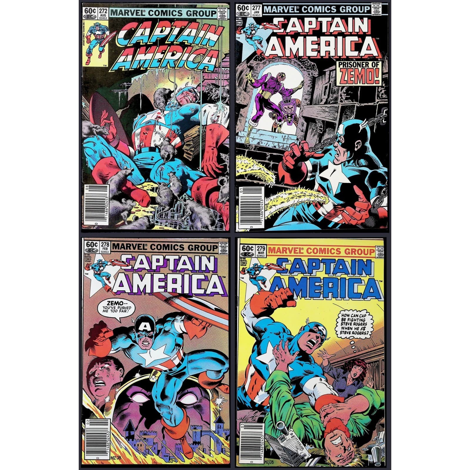 Captain America 4X Comic Lot #272 277 278 279 Newsstand 1st Vermin Marvel
