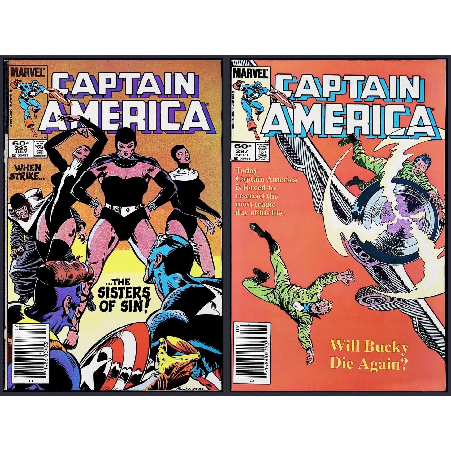 Captain America 2X Comic Lot #295 297 Newsstand 1st Cover Sisters of Sin Marvel