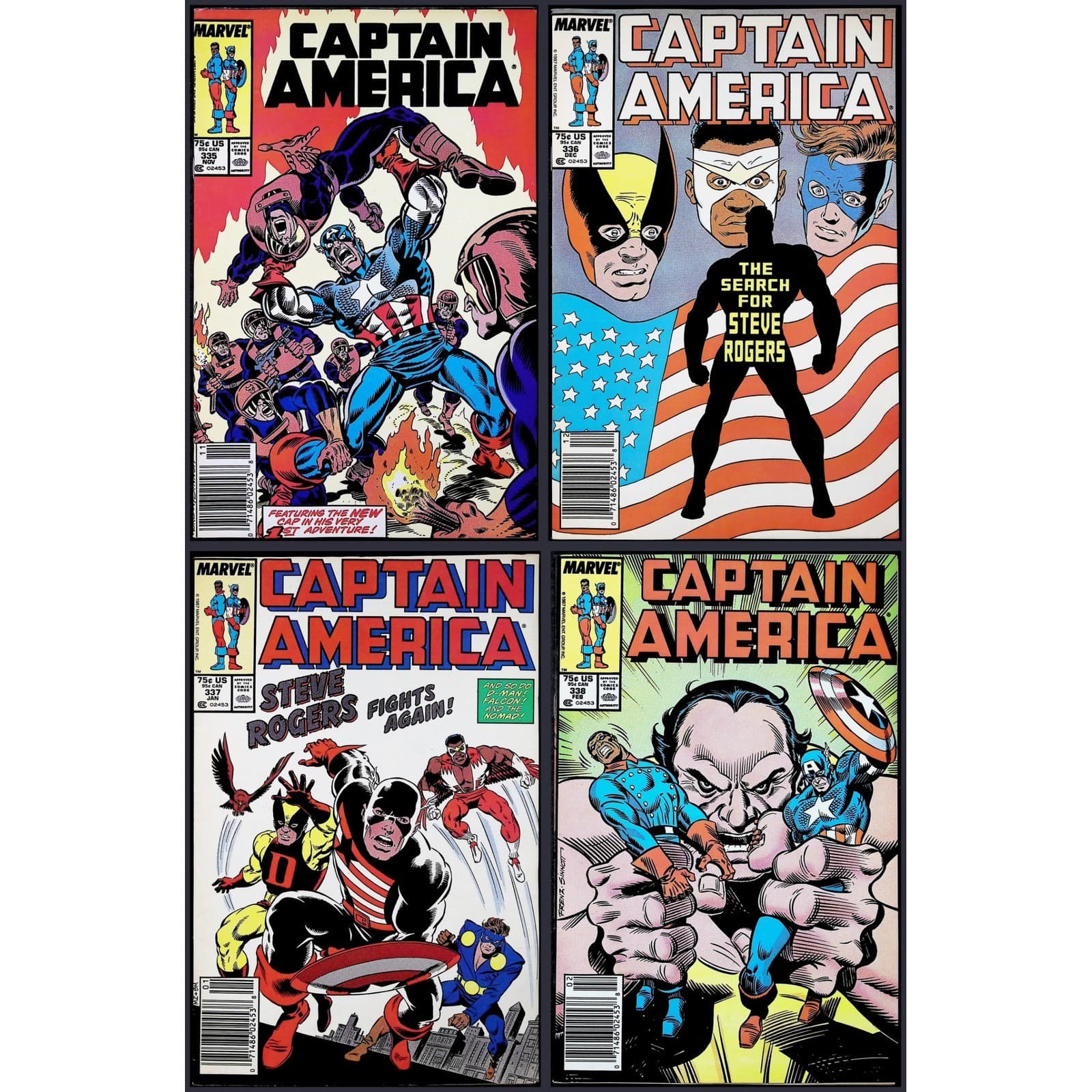 Captain America 4X Comic Lot #335 336 337 338 1st The Captain Newsstand Marvel