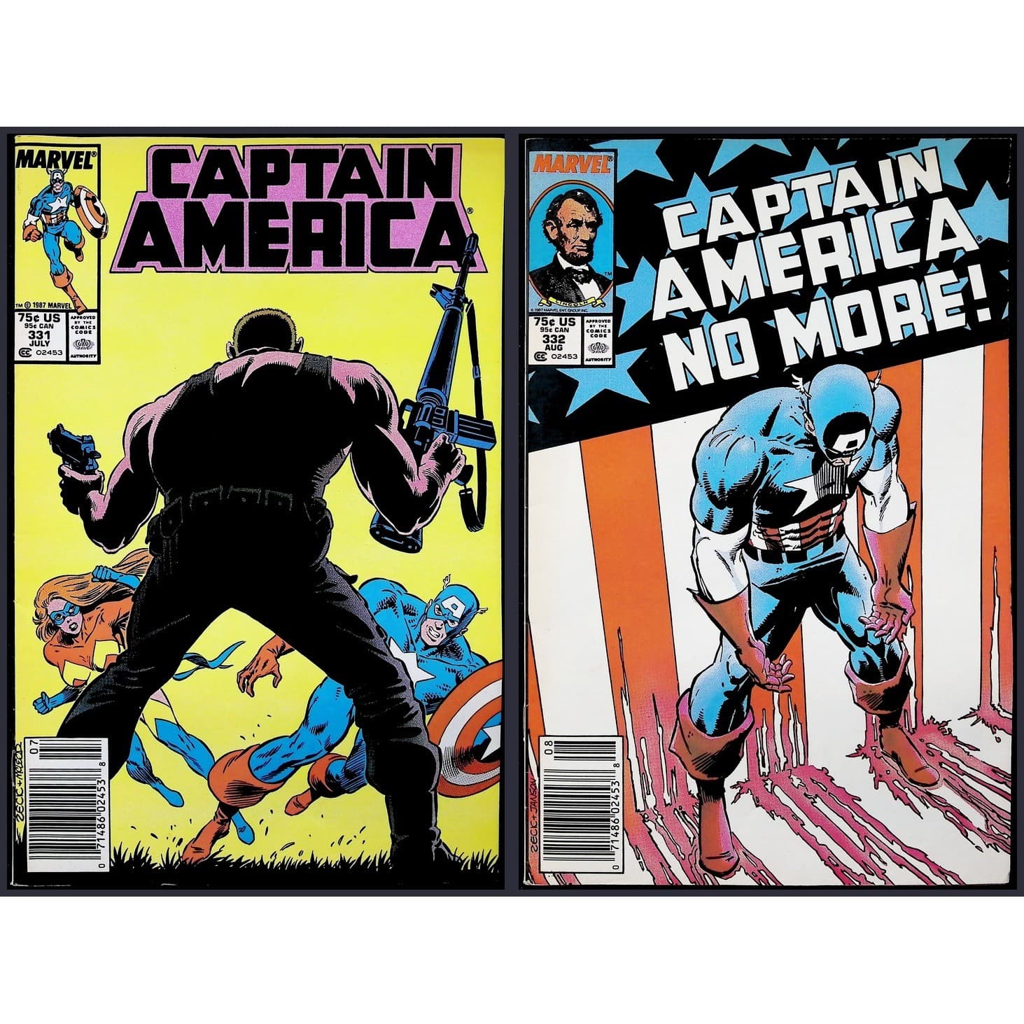 Captain America 2X Comic Lot #331 332 Newsstand Rogers Resigns Marvel
