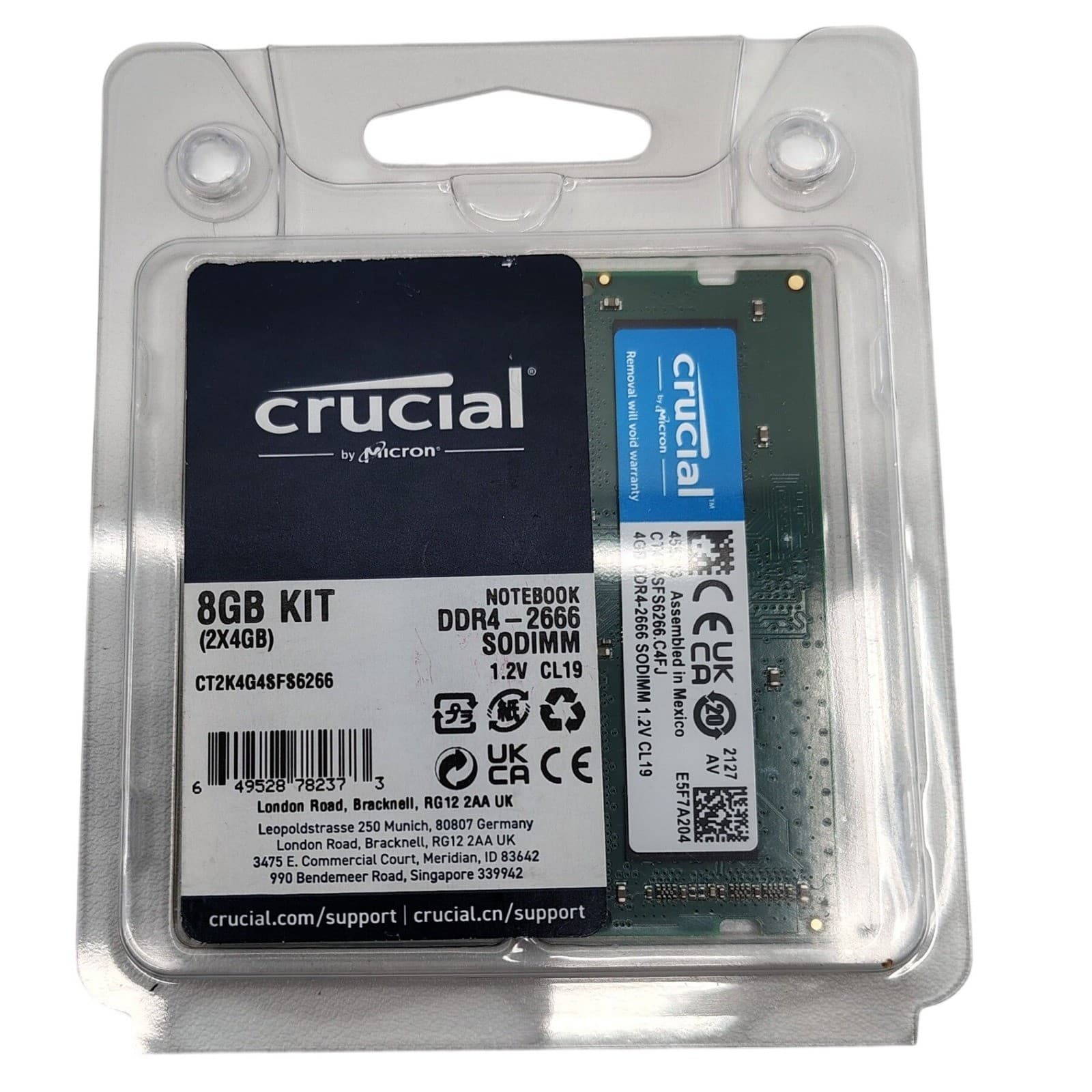 Crucial RAM 8GB Kit (2x4GB) DDR4-2666 SODIMM Laptop Memory CT2K4G4SFS8266