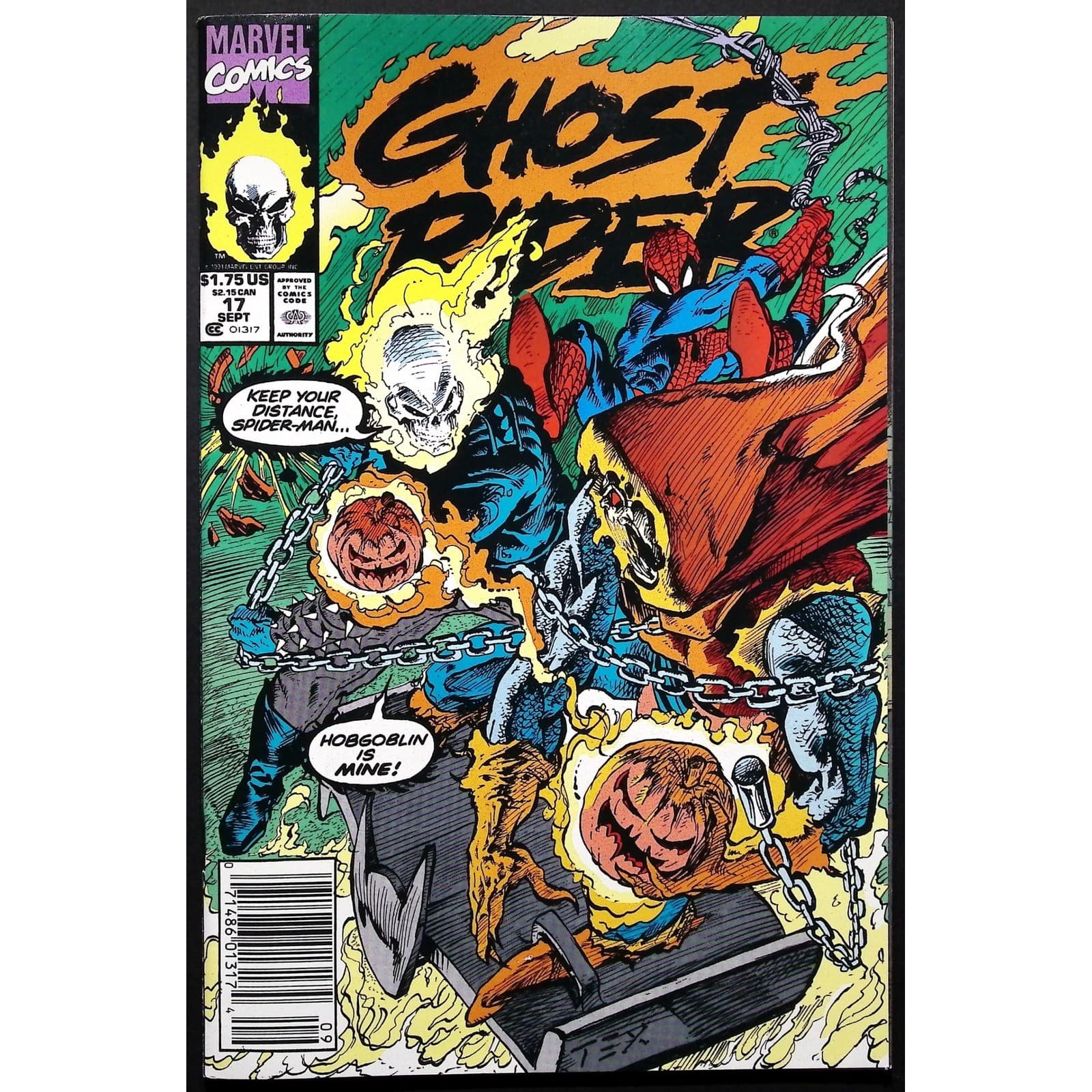 Ghost Rider 17 Newsstand Marvel Comics 1991 Spider Man Hobgoblin Texeira VF+