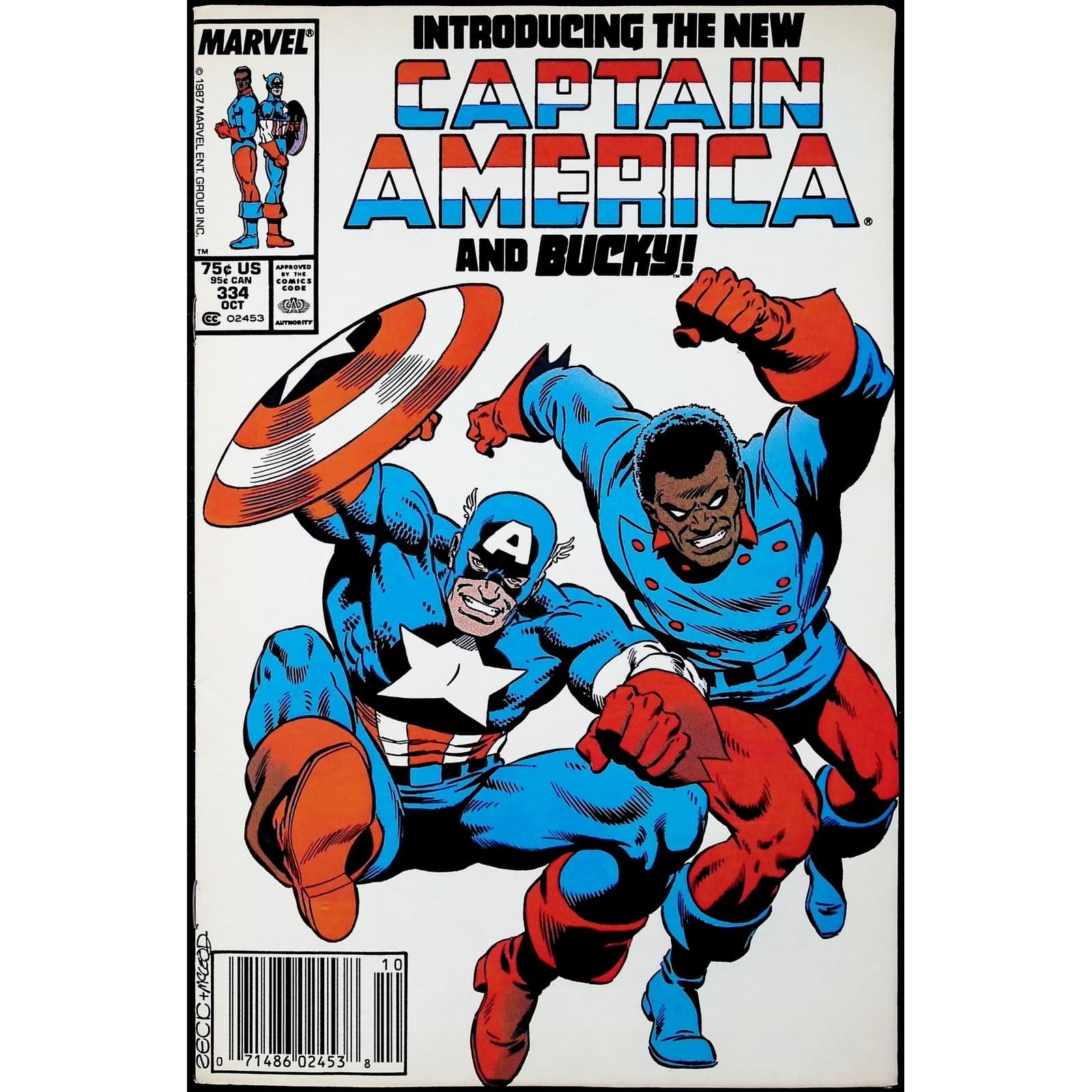 Captain America #334 Newsstand 1st Bucky Lemar Haskins Marvel comic book 1987