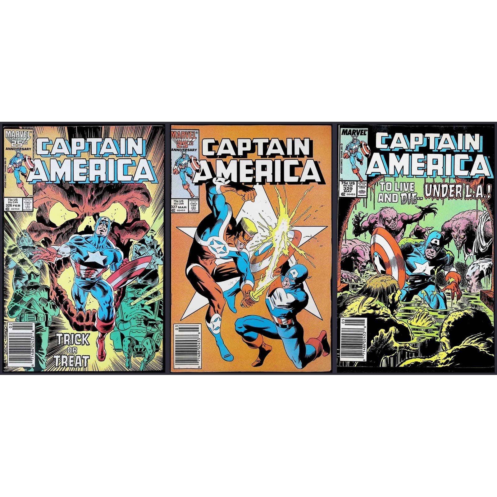 Captain America 3X Comic Lot #326 327 329 Newsstand Super Patriot Power Broker