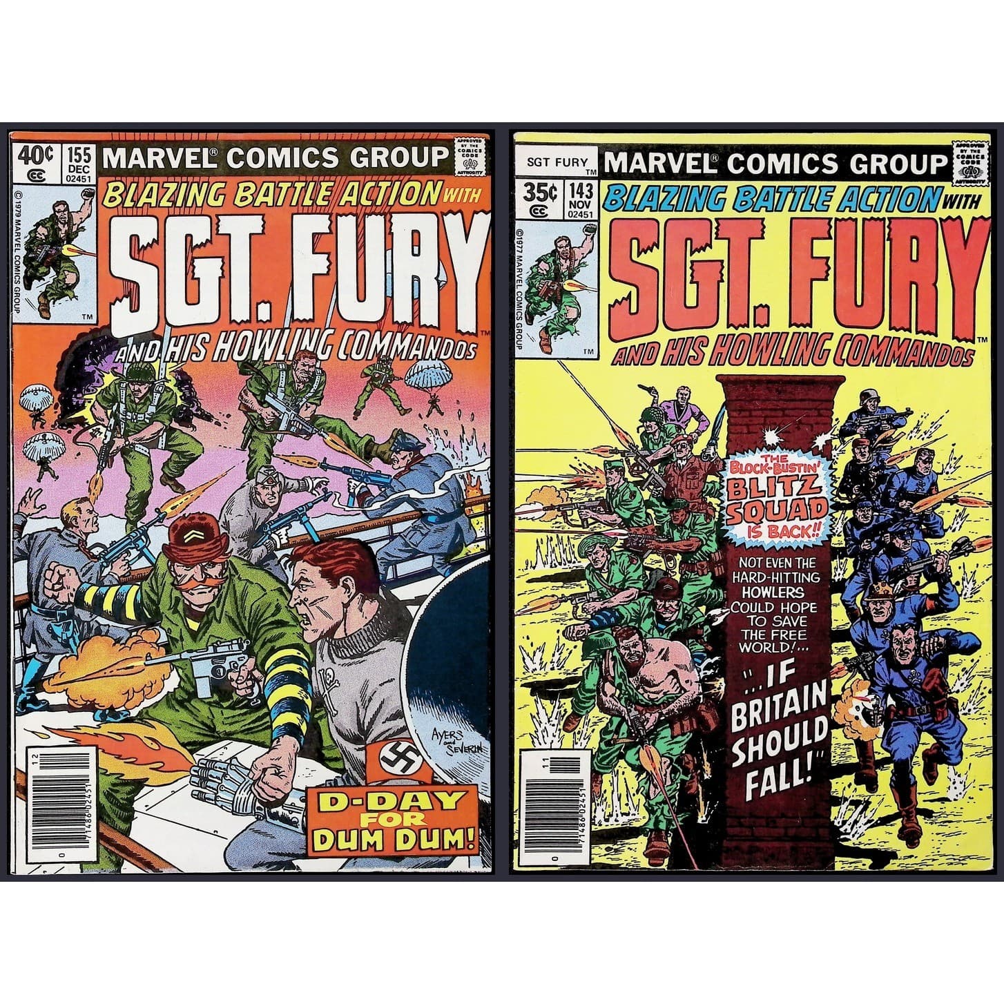 Sgt. Fury Howling Commandos 2X Comic Lot #155 143 1st Hecate Newsstand Marvel