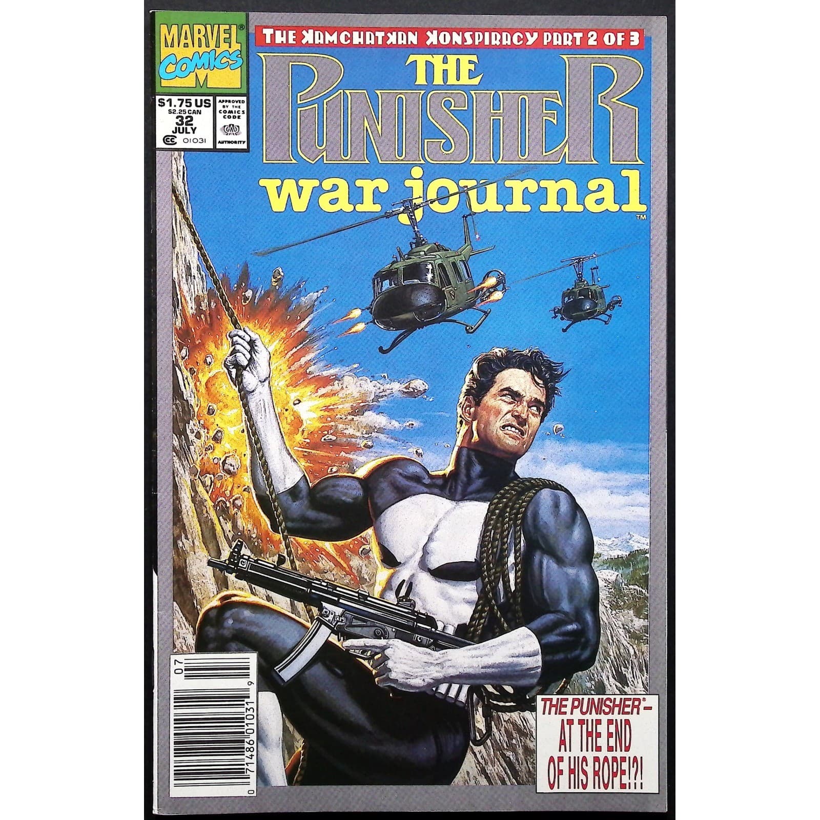 Punisher War Journal #7 Newsstand Marvel Comic Book 1991 Joe Jusko Cover VF