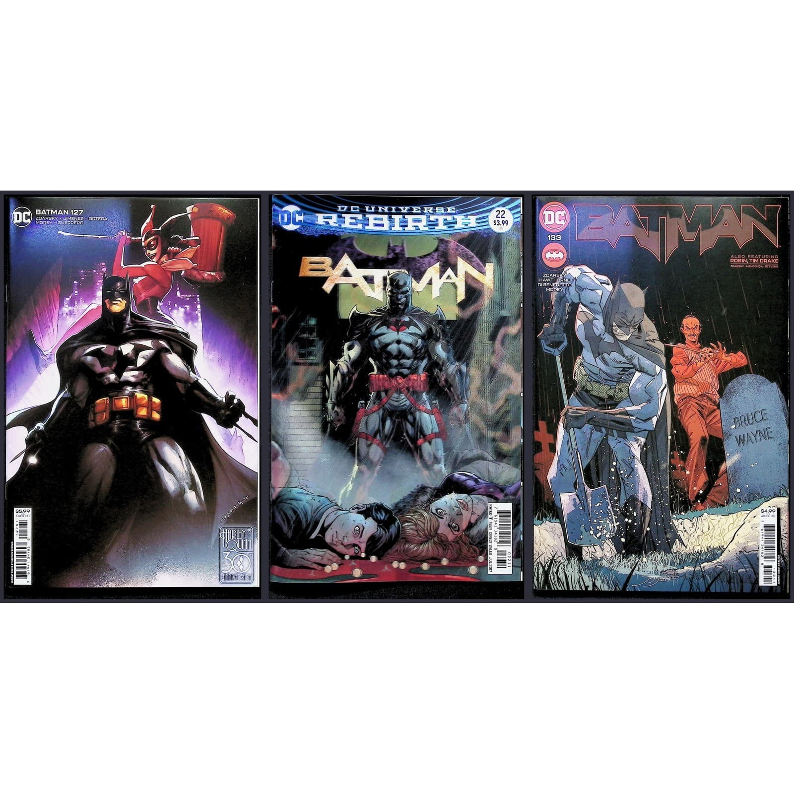 Batman 3X Comic Lot #127 22 133 Segovia Harley Quinn 30th Anniversary Variant DC