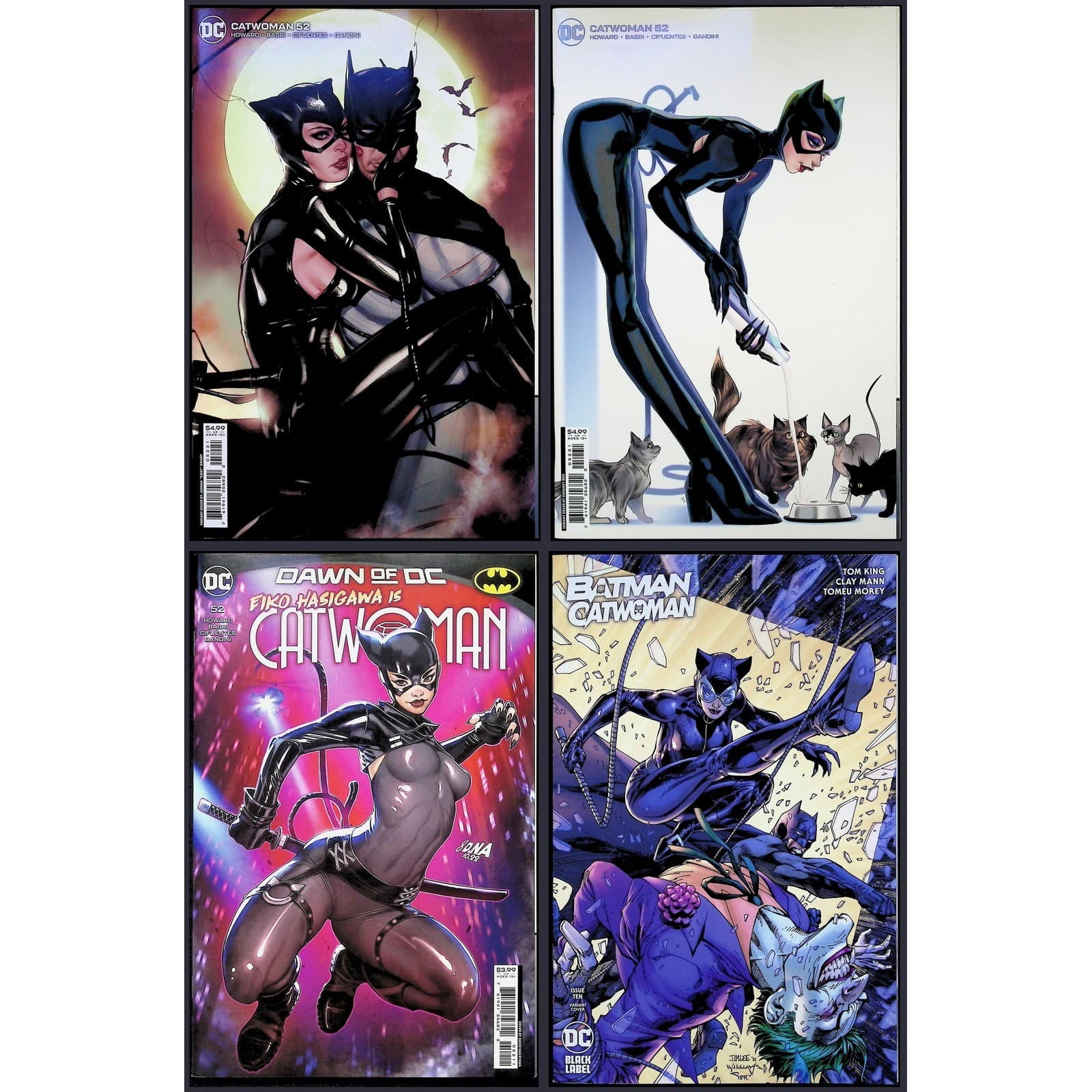 Catwoman 4X Comic Lot #52 52 52 Batman/Catwoman 10 Swaby Jim Lee DNA Variant DC