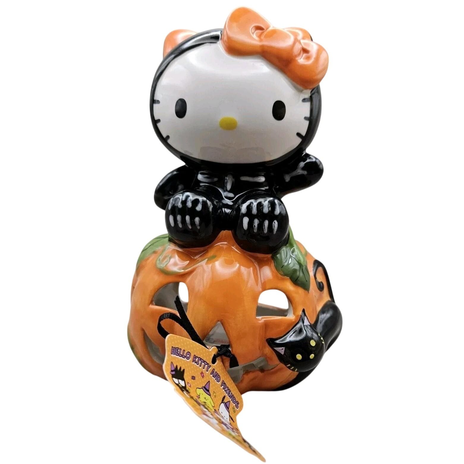 Hello Kitty HK Skeleton On Halloween Pumpkin Blue Sky