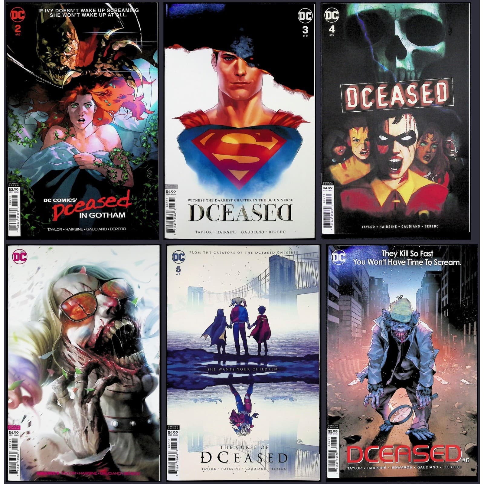 DCeased 6X Comic Lot 2 3 4 5 5 6 Yasmine Putri Mattina Horror Homage Variants DC