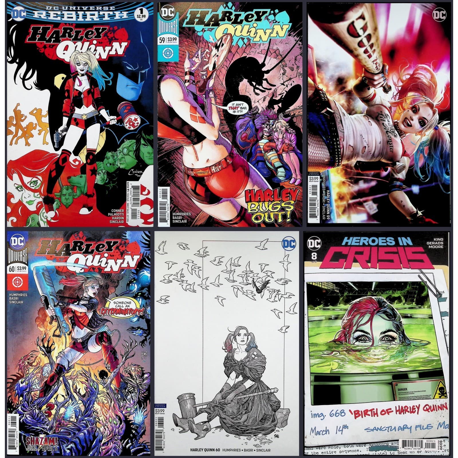 Harley Quinn 6X Comic Lot #1 59 59 60 60 Heroes in Crisis #8 Derrick Chew Cho DC