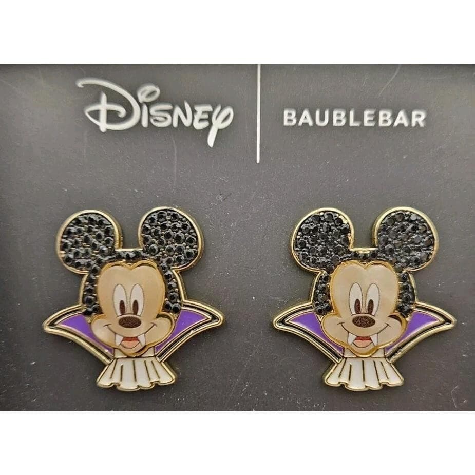 Disney X Baublebar Mickey Mouse Halloween Vampire Dracula Stud Earrings Gems