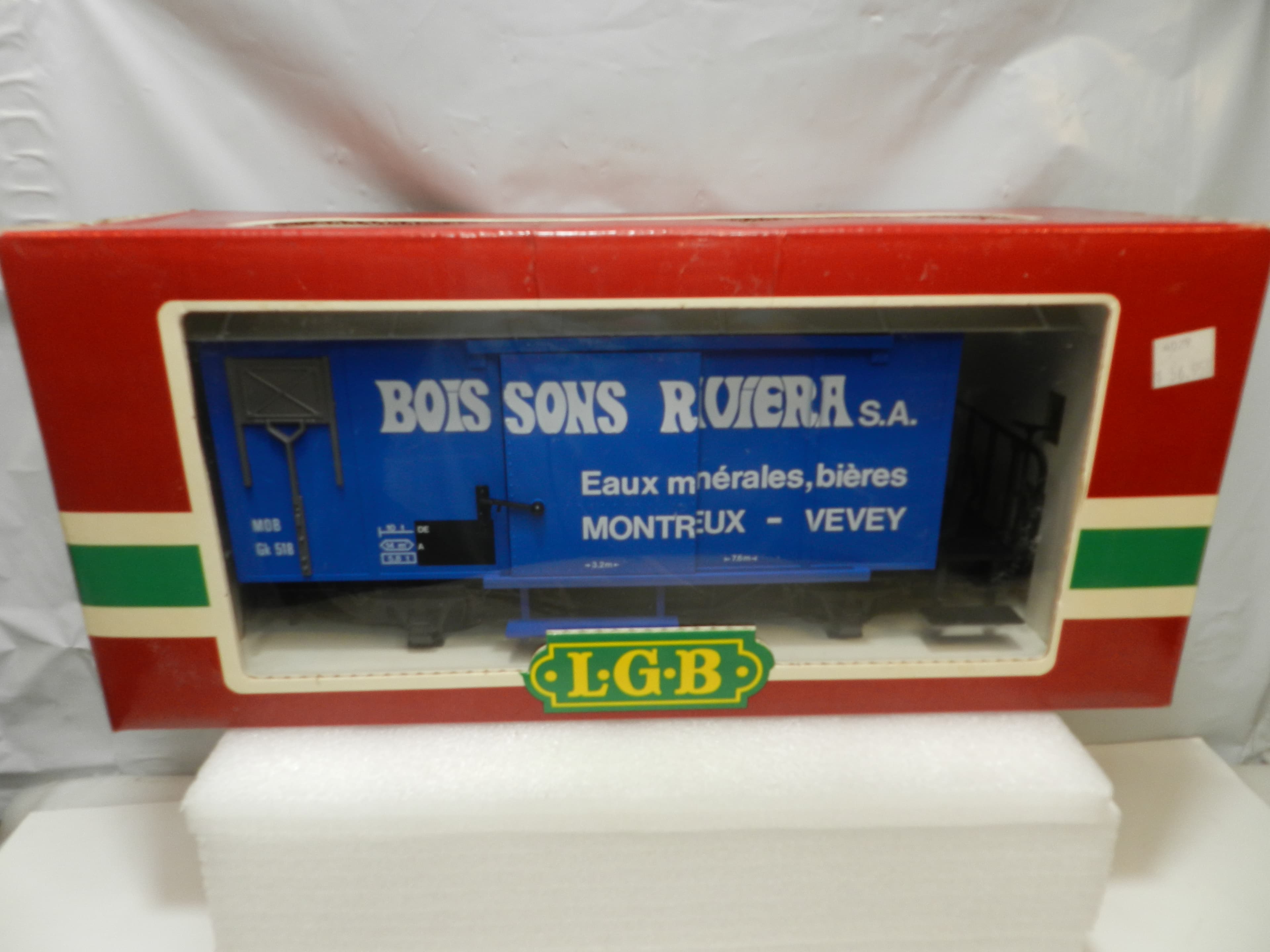 LGB G Scale Boxcar 4029 Boissons Riviera S.A. Montreux Vevey Train Unopened O90K