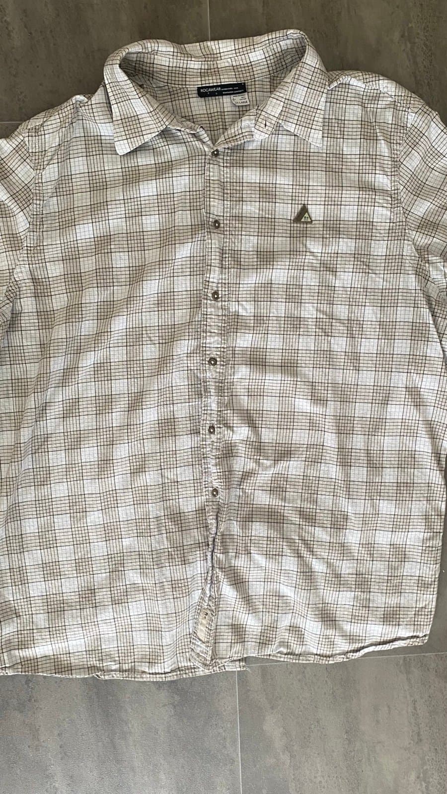 Browne and white Rocawear XL long sleeve button up