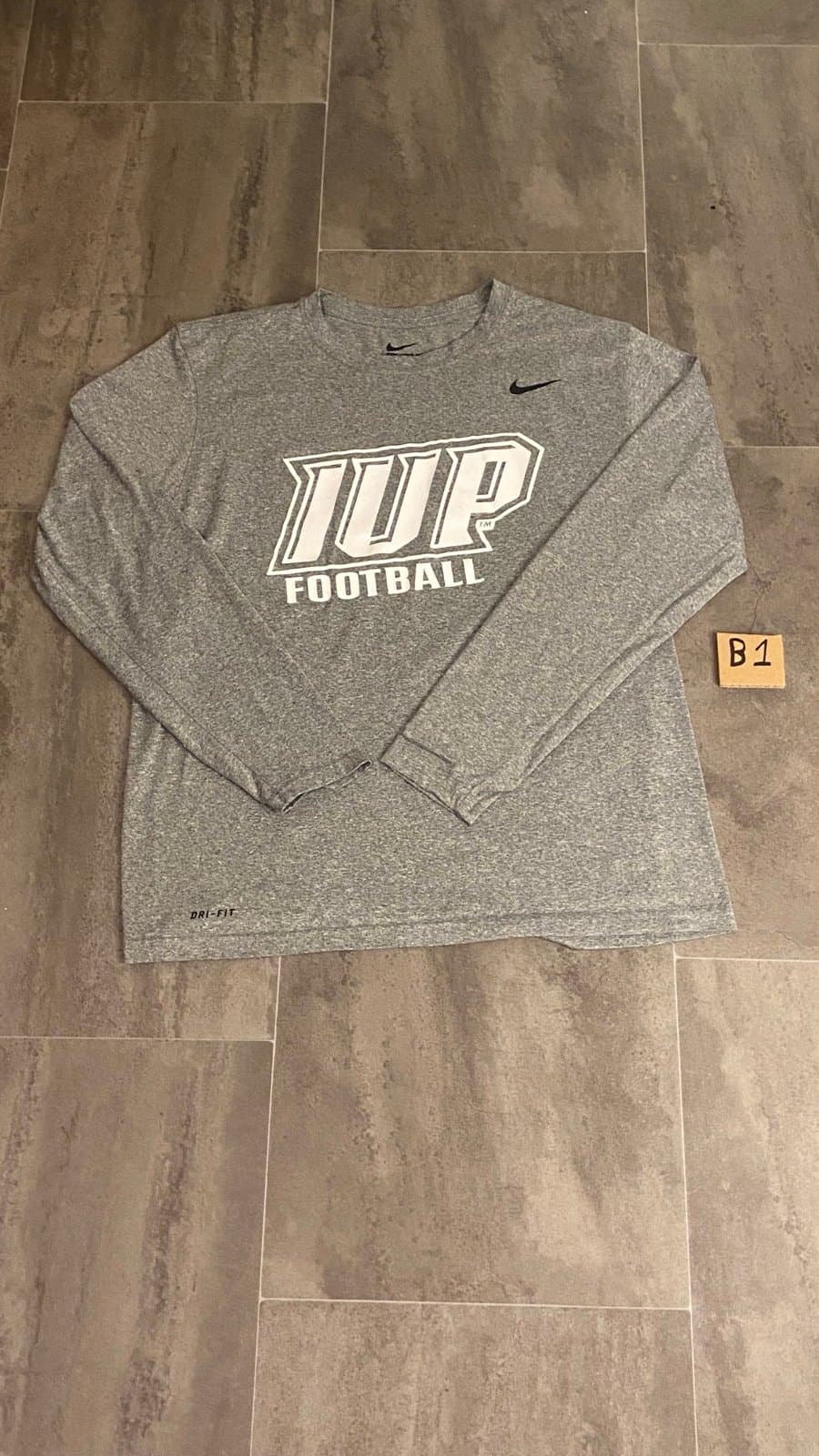 L Grey Nike IUP football long sleeve shirt mens.