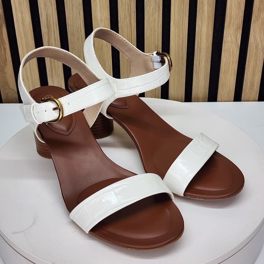 NEW - Giani Bernini Hadleyy Women’s White Croc Strappy Sandals Heel Size 8 M