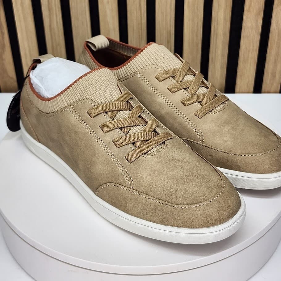 New - Alfani Carson Men’s Taupe Sneakers Casual Lace Up Shoes - Size 8.5 M