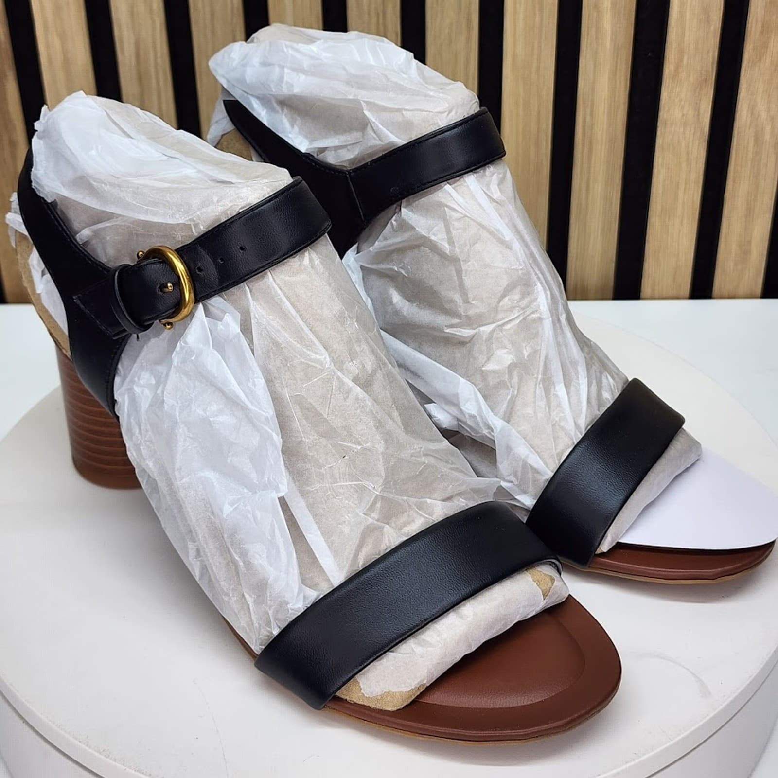 NEW - Giani Bernini Hadleyy Women’s Black Strappy Sandals Stacked Heel Size 9 M