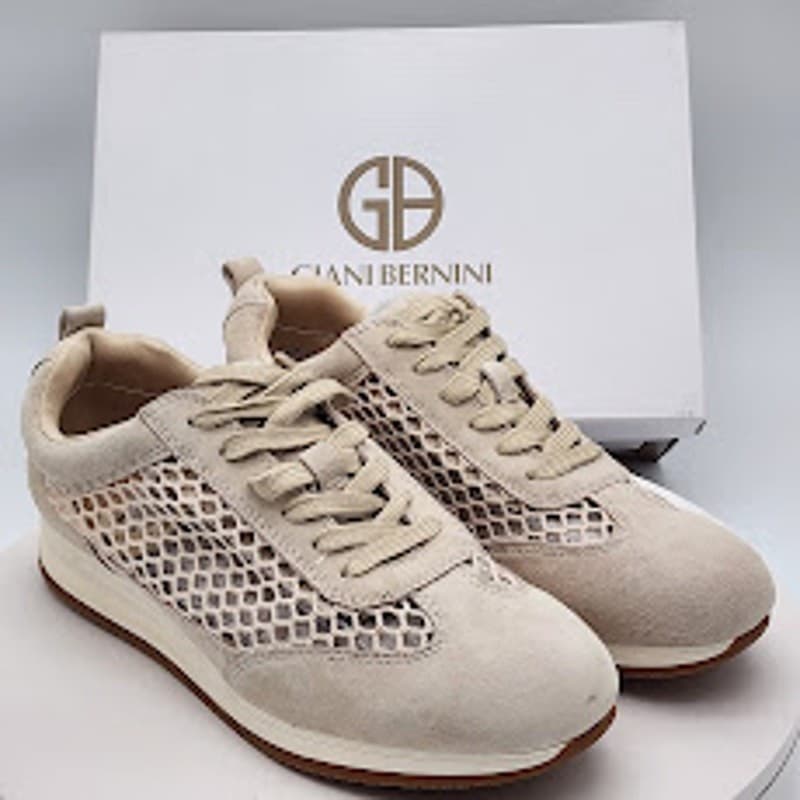 NEW - Giani Bernini Tesiaas Buff Nude Mesh Lace-Up Sneakers Women's Size 8 M