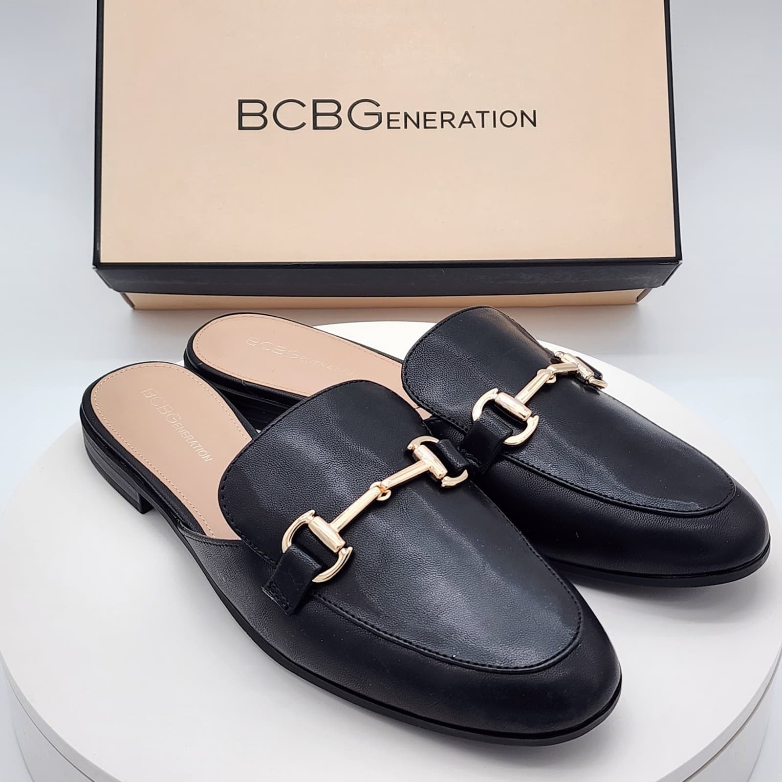 NEW BCBGeneration Zorie Black Mule Loafers Women's Size 10 M Slip-On Flats