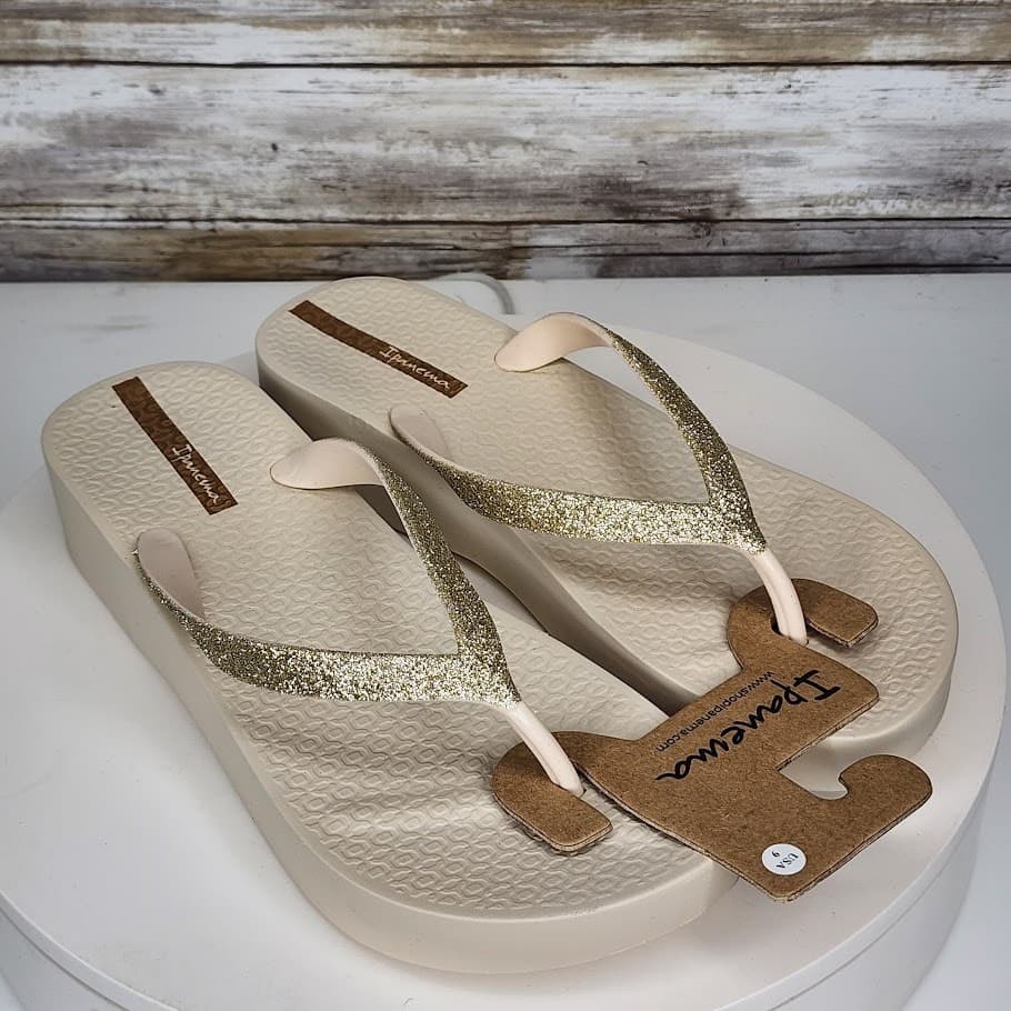 NEW - Ipanema Ipa Glitter Wedge Women’s Flip Flop Sandals Sparkle Size 9
