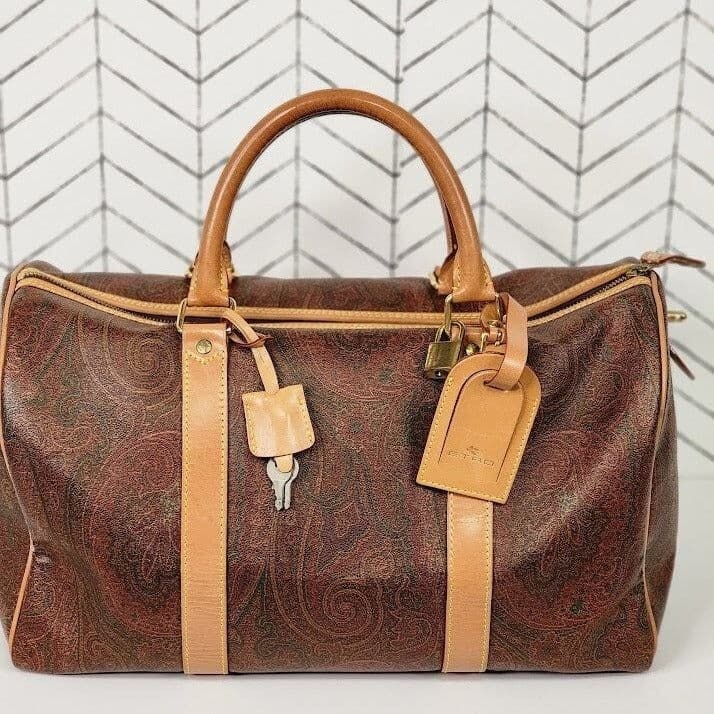 Etro Bordeaux Paisley Boston Bag