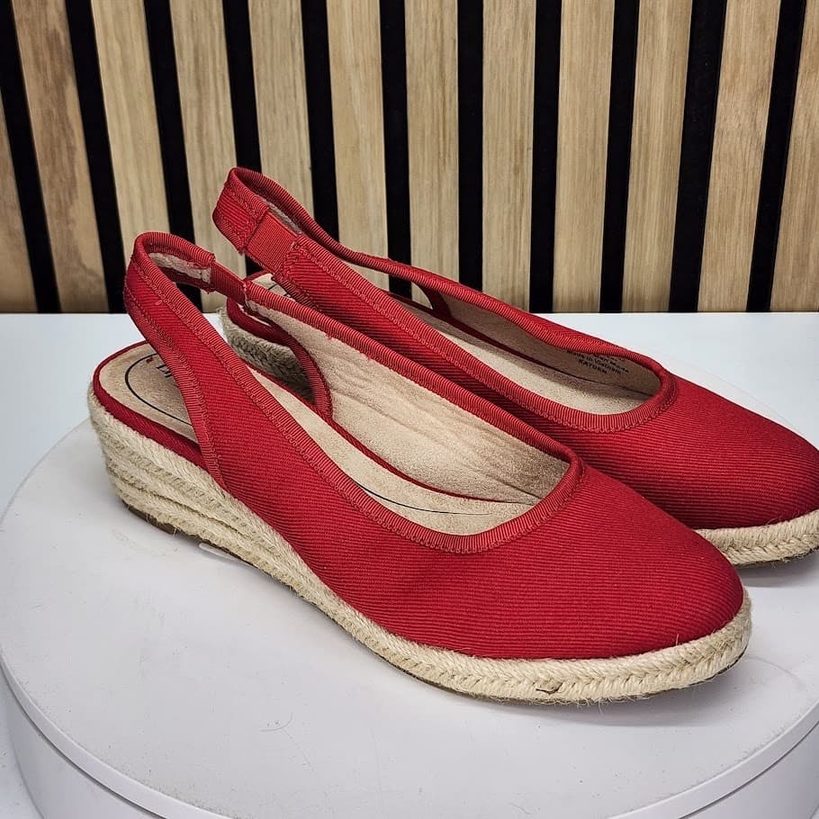 LifeStride Women’s Red Espadrille Slingback Wedge Sandals - 7.5