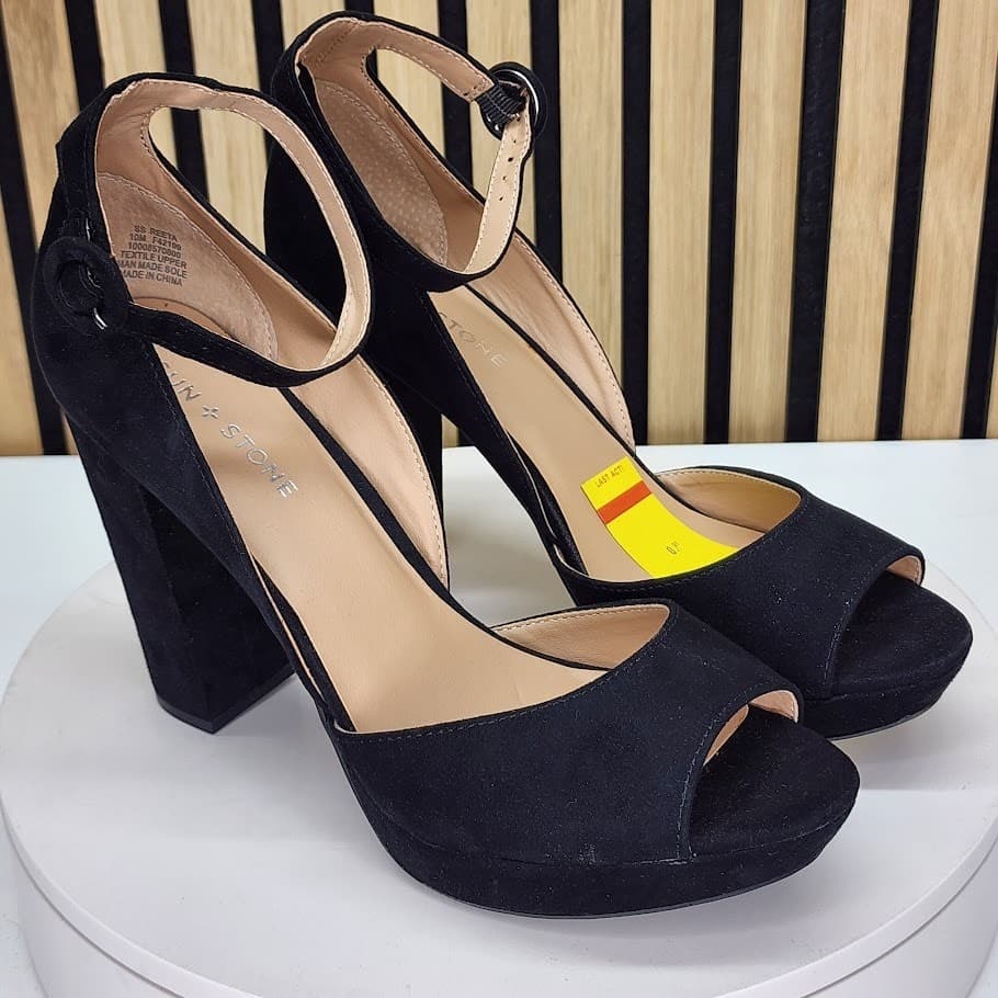 Sun + Stone Women’s Black Platform Block Heel Shoes - Size 10 M