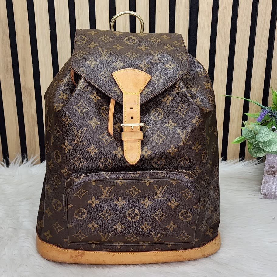 Authentic Louis Vuitton Montsouris GM Monogram Backpack Brown Canvas Vintage