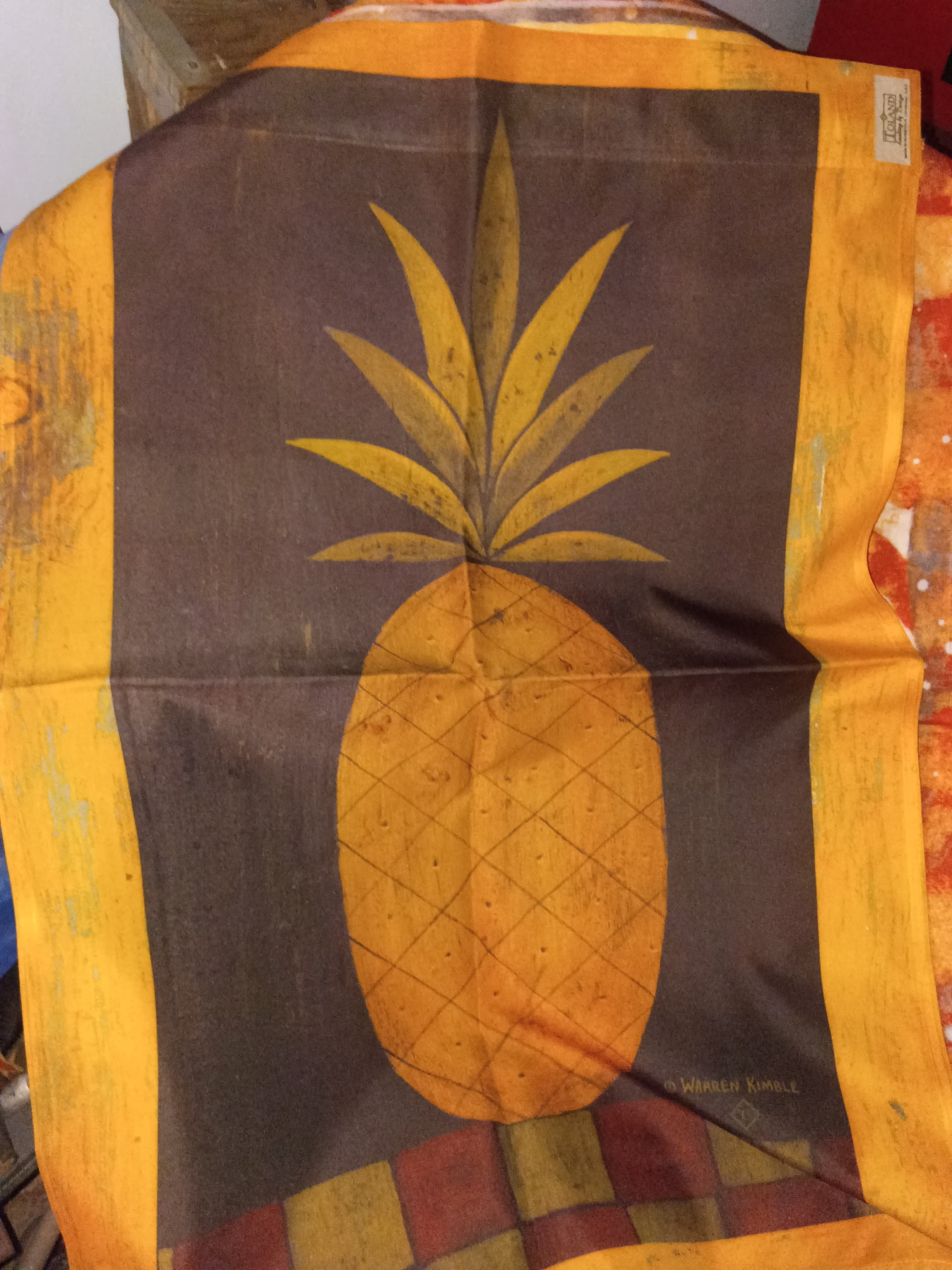 Warren Kimble Pineapple Print Fabric Panel