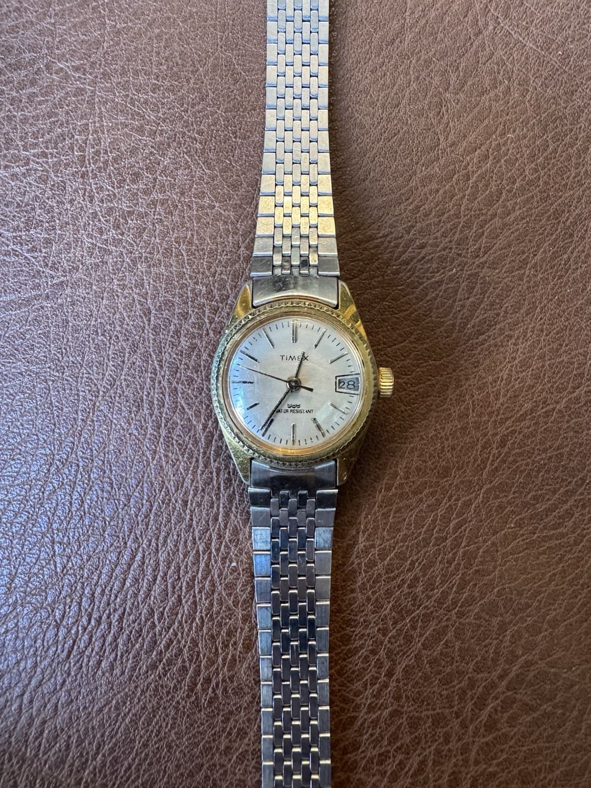Vintage Timex Mechanical Wind-Up Date Watch Two-Tone Bracelet