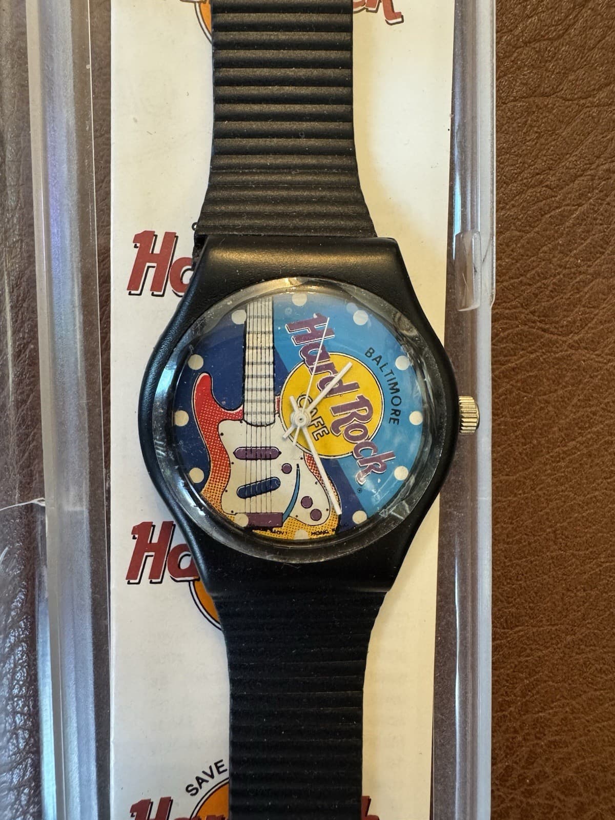 Vintage Hard Rock Cafe Baltimore Guitar Dial Watch w/ Original Case 0185-13000