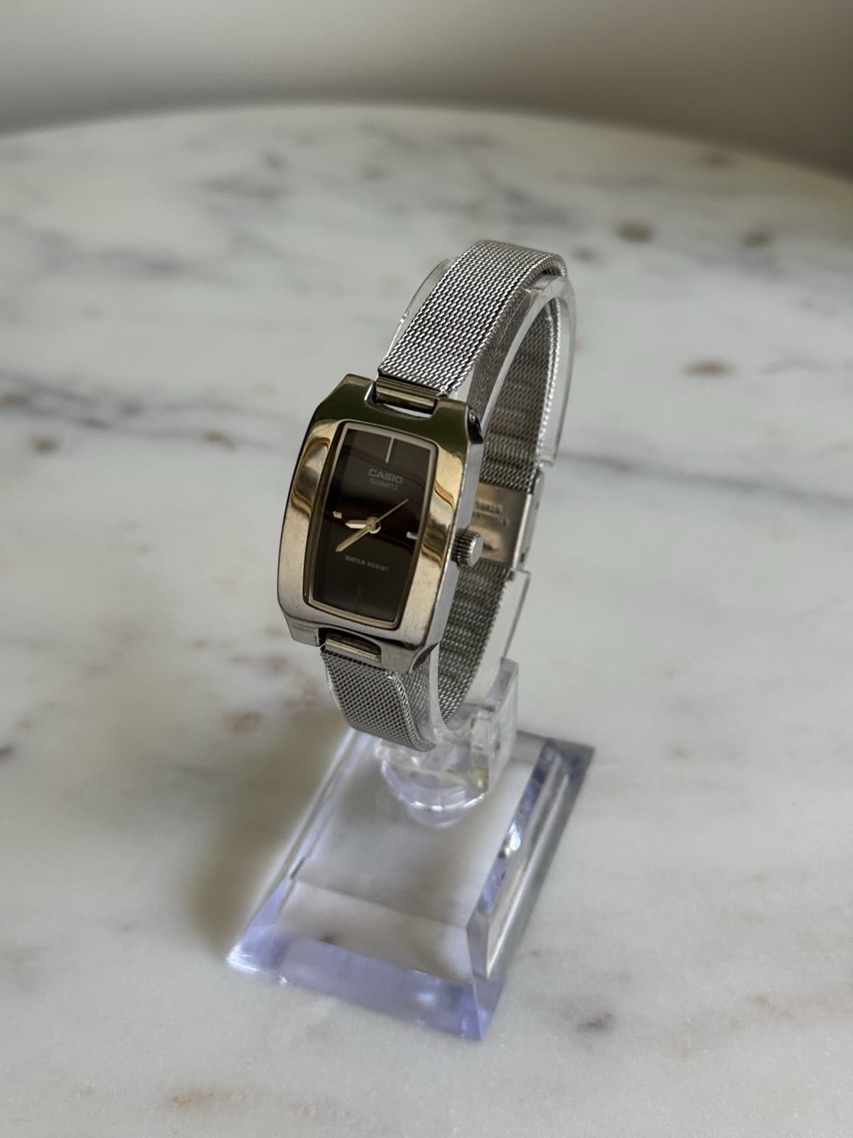 Y2K Casio Quartz LTP-1165 Black Dial 21mm Rectangle Watch Adjustable Bracelet