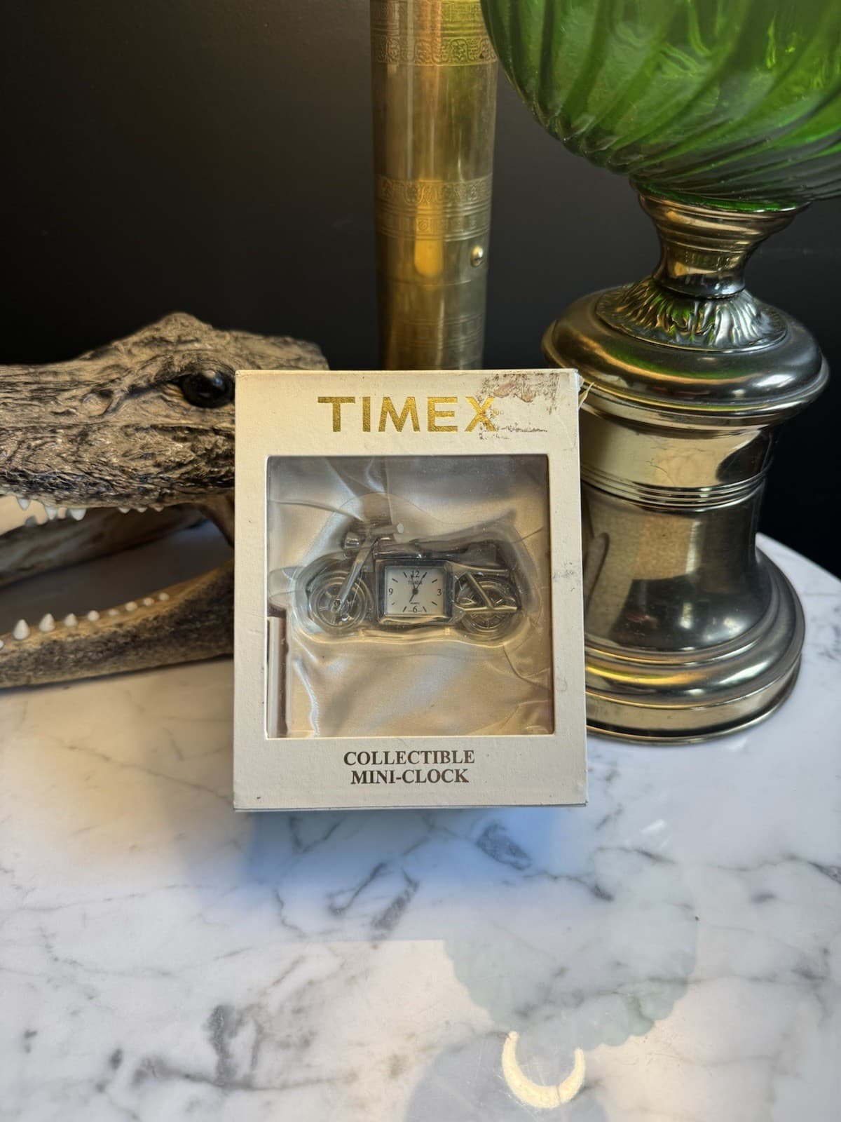New Vintage Timex Collectible Mini Clock Motorcycle w/ Box Japan Quartz