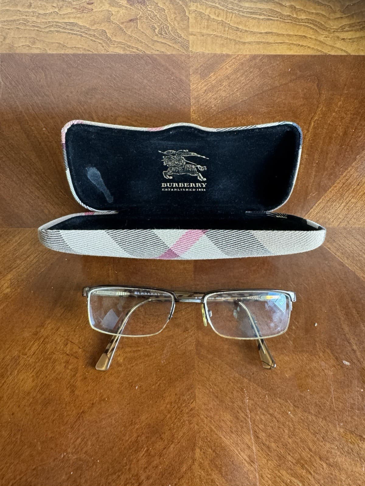 Burberry B1006 1012 Eyeglasses 52-18-140 Brown Half Rim Made In Italy w/ Case