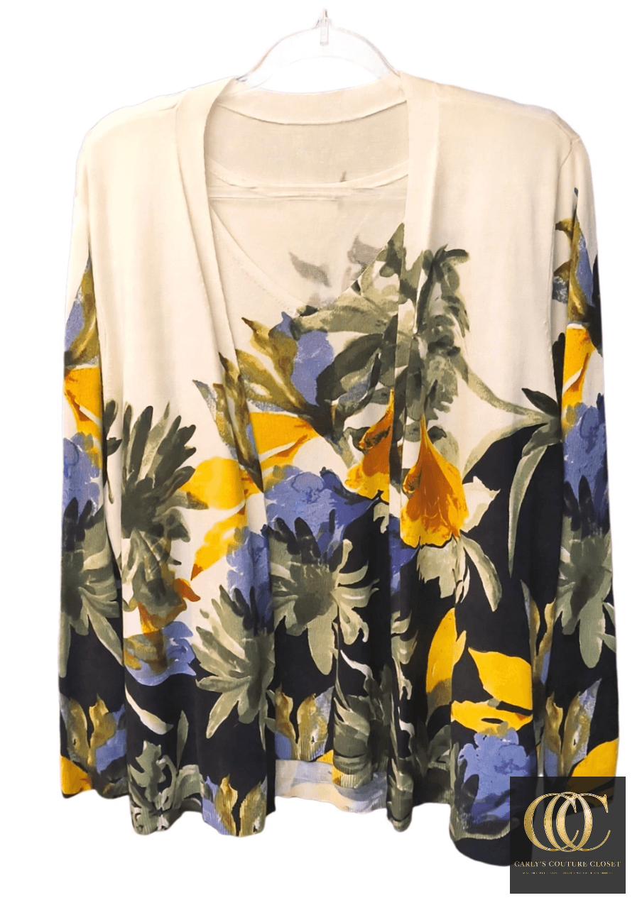 Chico's Floral Cardigan Sweater & Tank Set XL