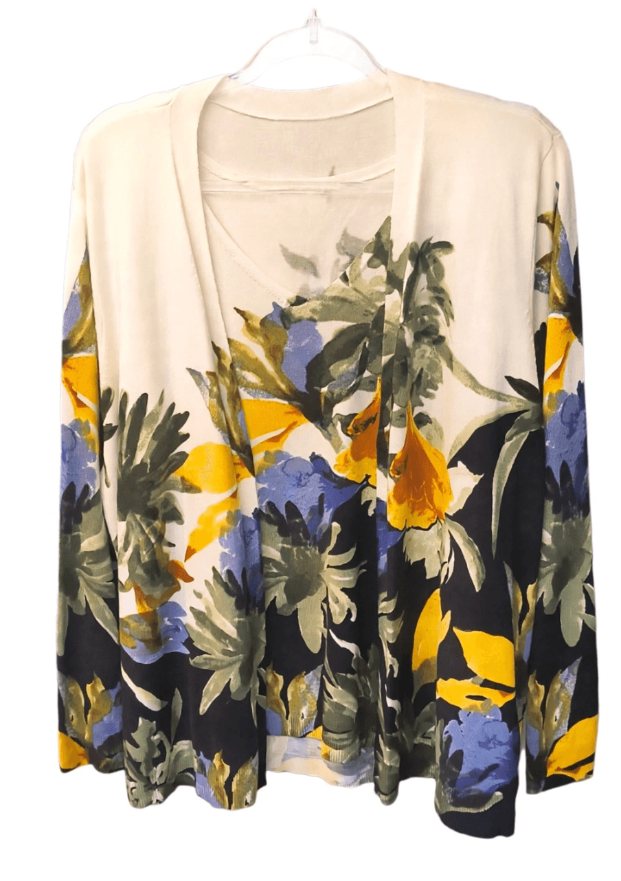 Chico's Floral Open Front Cardigan & Tank Set XL