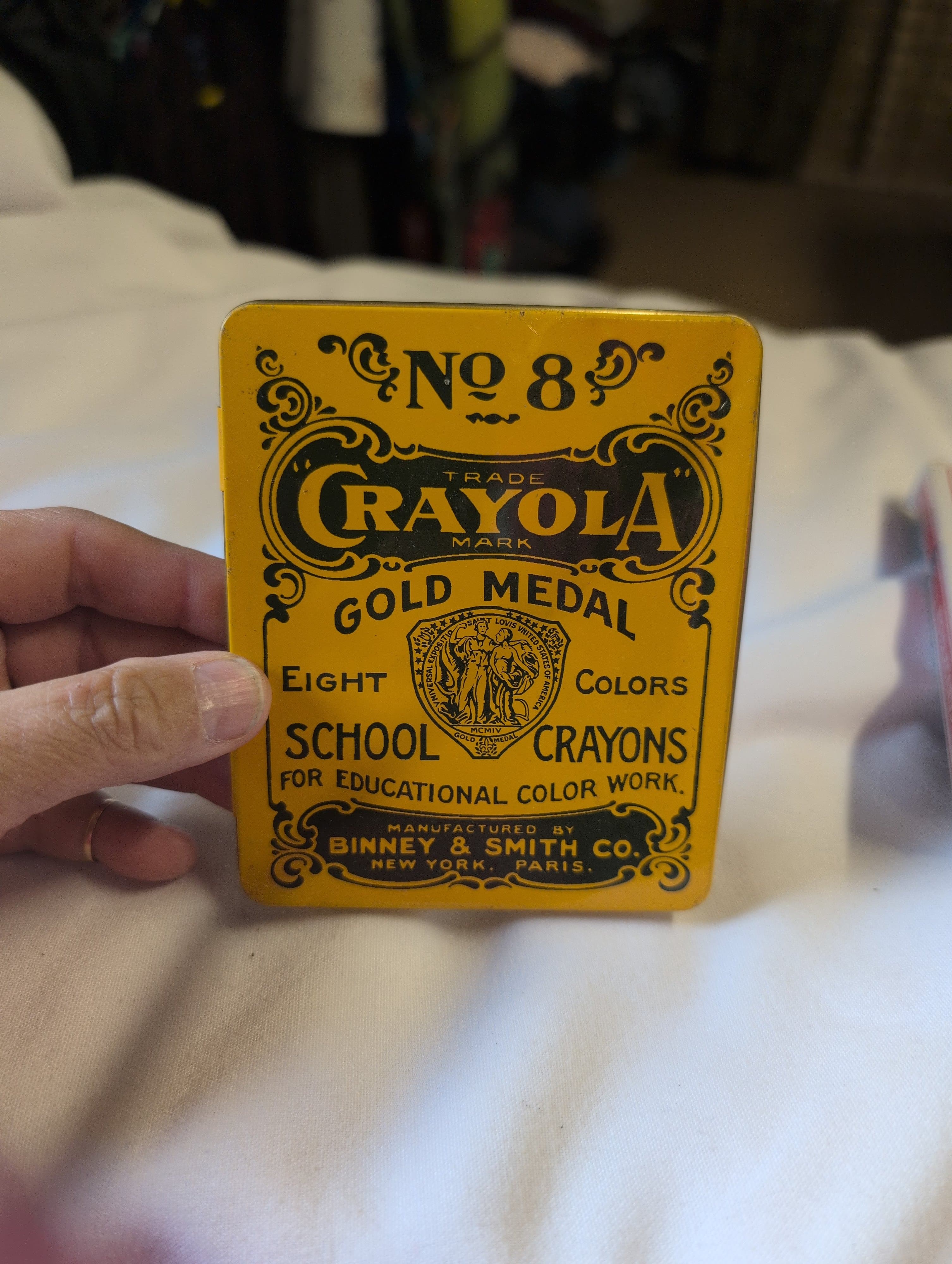 Vintage Crayola No. 8 Gold Medal School Crayons Tin