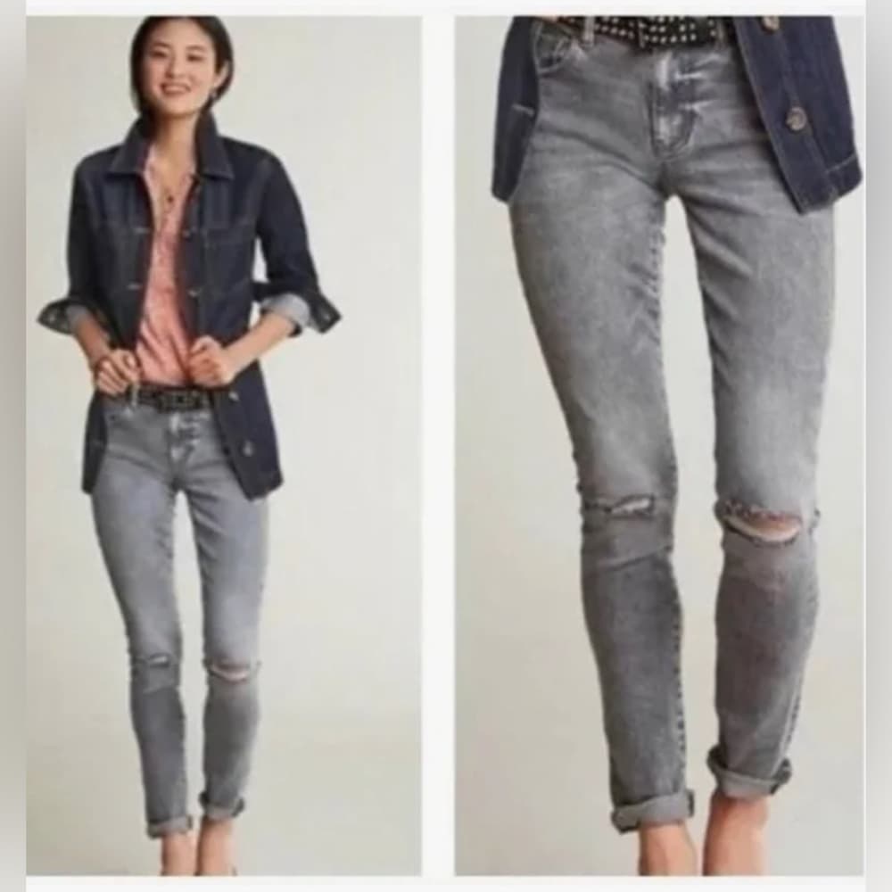 2nd pair- CAbi Medium Gray Skinny Jeans with Distressing