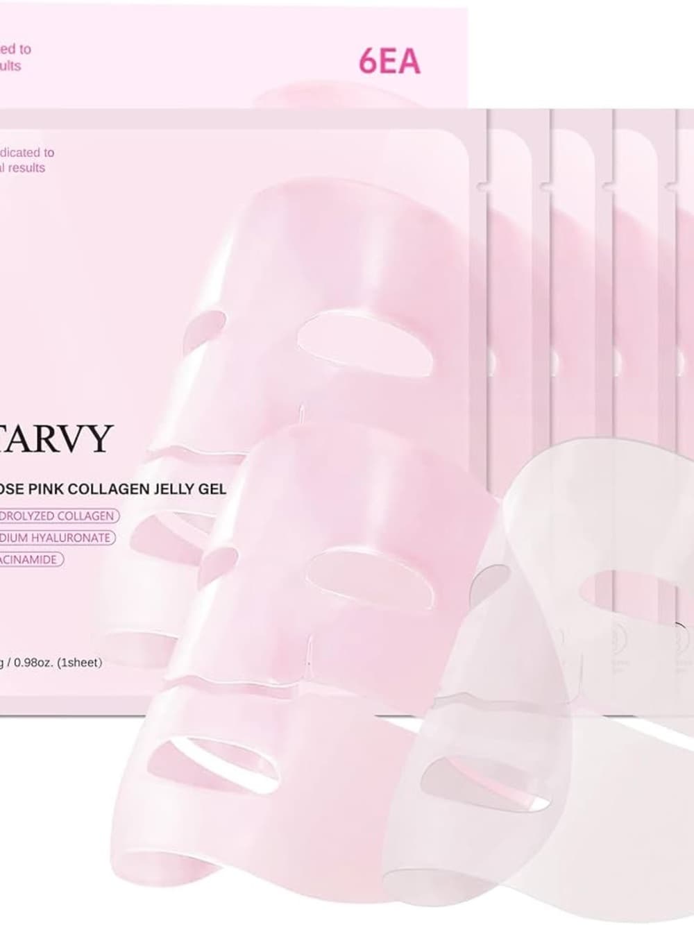 Pink Collagen Jelly Face Mask - Hydrating Sheet Masks (6 Pack)