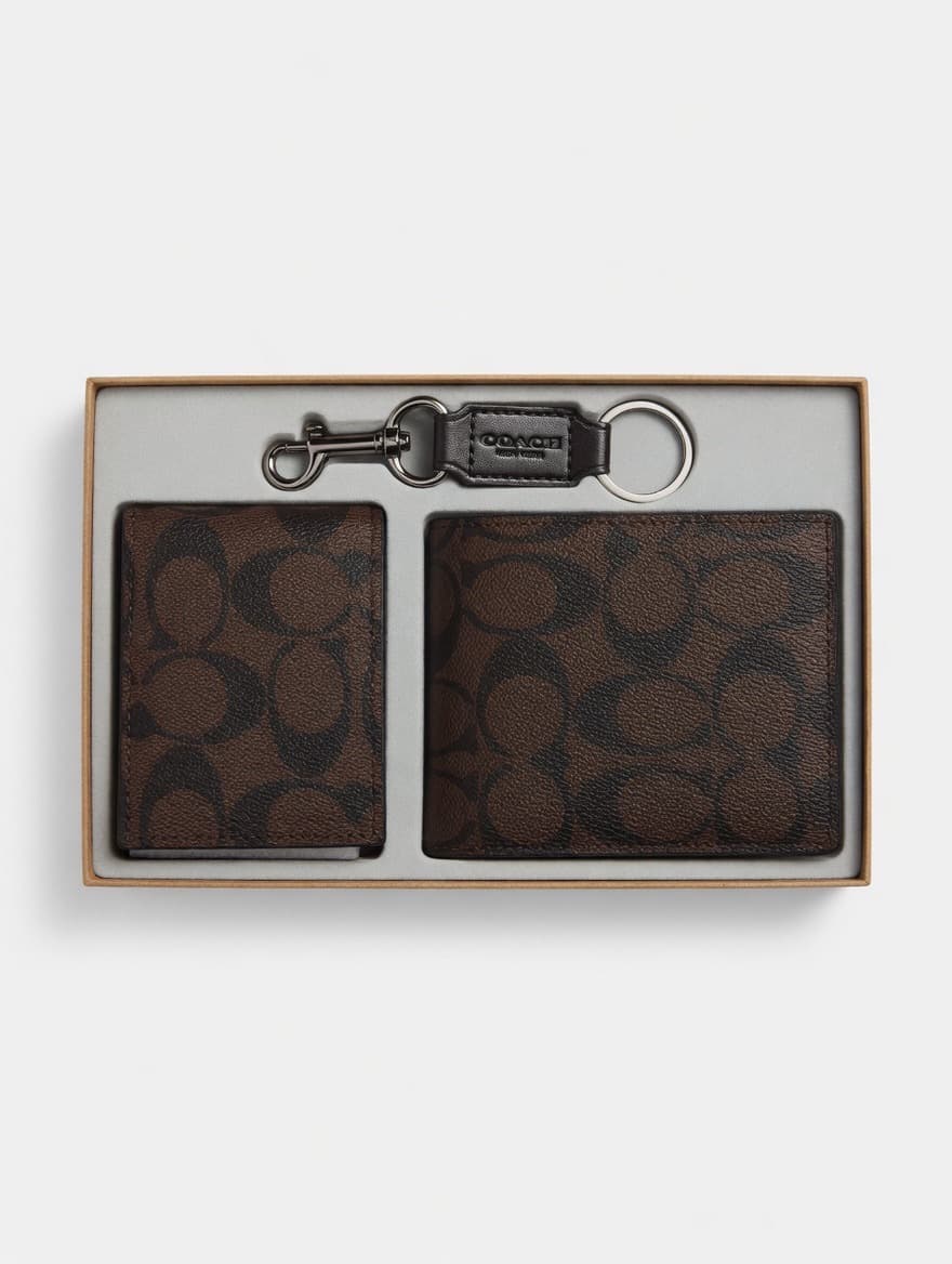 Coach Signature Wallet and Keychain Set