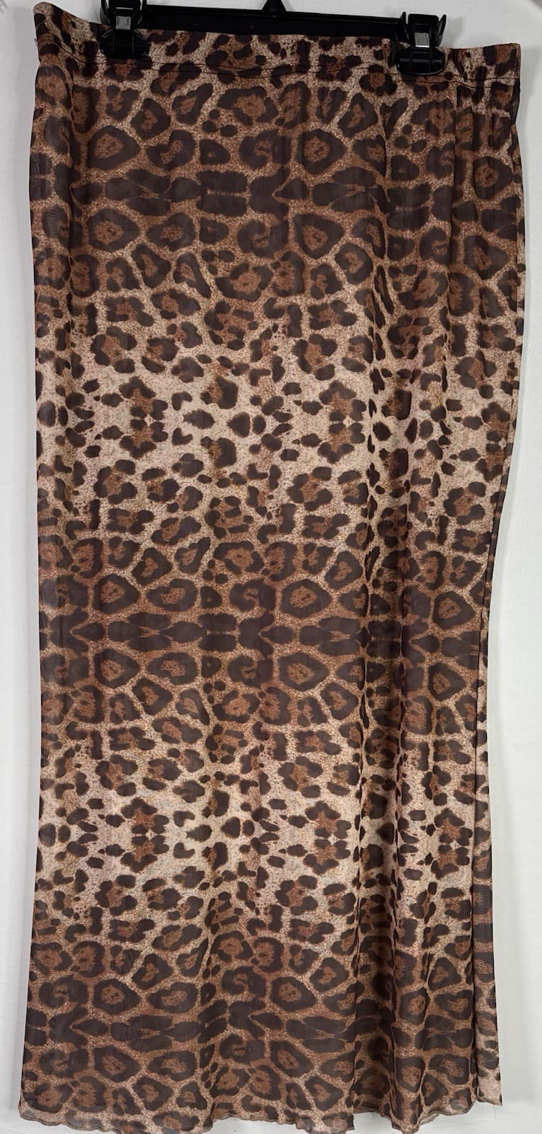 women’s Leopard Print Maxi Skirt Brown Animal Print Stretch Pull On Long Skirt