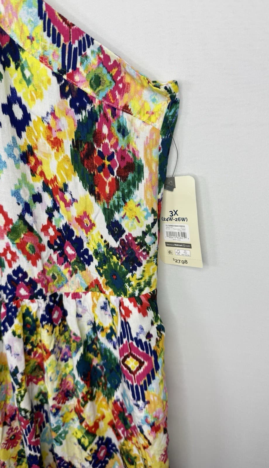 Terra & Sky Women’s 3X Colorful Tiered Maxi Dress Smock Back Sleeveless NWT $20.